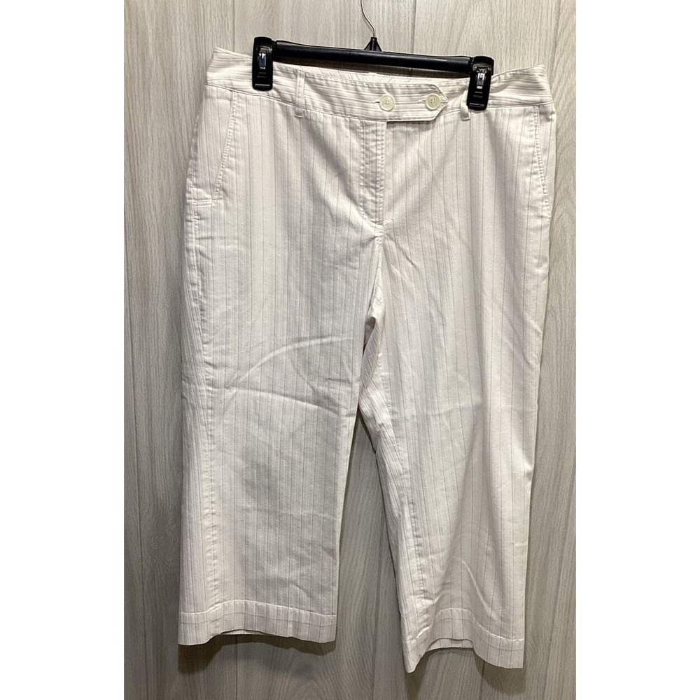 WORTHINGTON Women's (Size 14) Capri Pants Pinstriped Stretch Pockets